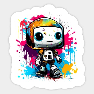 Cute cartoon Robot. Funny cyborg. Sticker